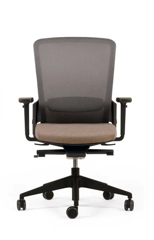 Fauteuil de bureau F8 - assise tissu et dossier résille Rythm - piétement époxy
