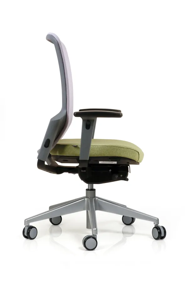 Fauteuil de bureau F8 - assise tissu et dossier résille Rythm - piétement époxy