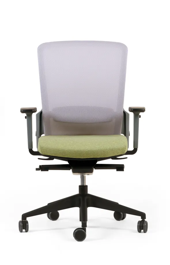 Fauteuil de bureau F8 - assise tissu et dossier résille Rythm - piétement époxy