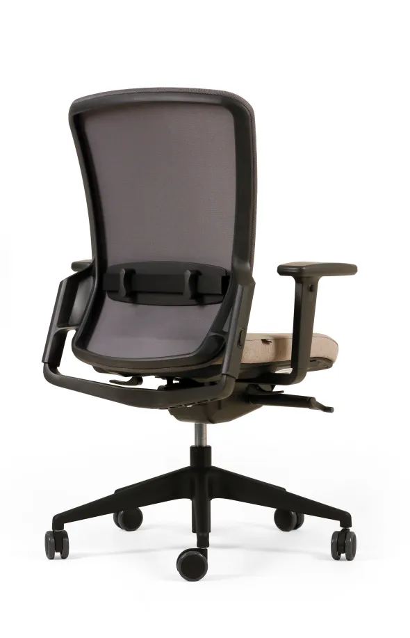 Fauteuil de bureau F8 - assise tissu et dossier résille Rythm - piétement époxy