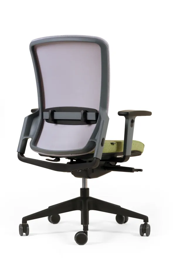Fauteuil de bureau F8 - assise tissu et dossier résille Rythm - piétement époxy
