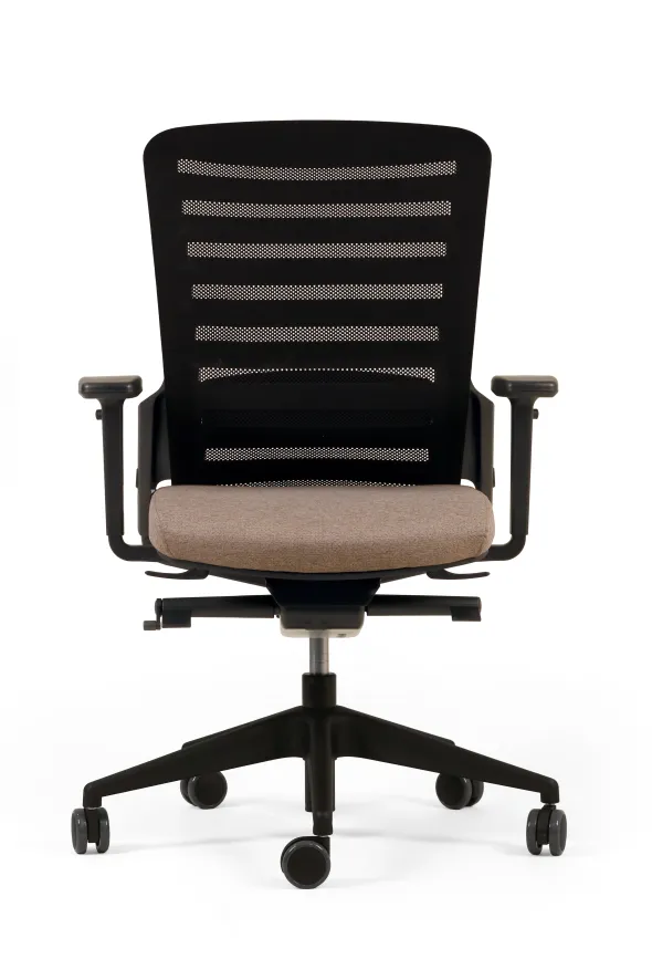 Fauteuil de bureau F8 - assise tissu et dossier résille Stripes 2 - piétement époxy