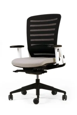 Fauteuil de bureau F8 - assise tissu et dossier résille Stripes 2 - piétement époxy