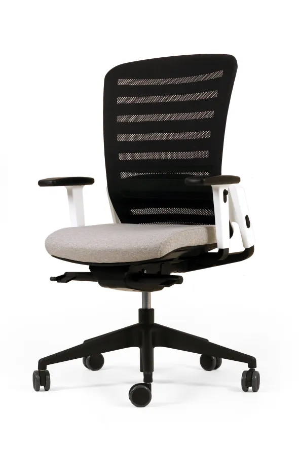 Fauteuil de bureau F8 - assise tissu et dossier résille Stripes 2 - piétement époxy