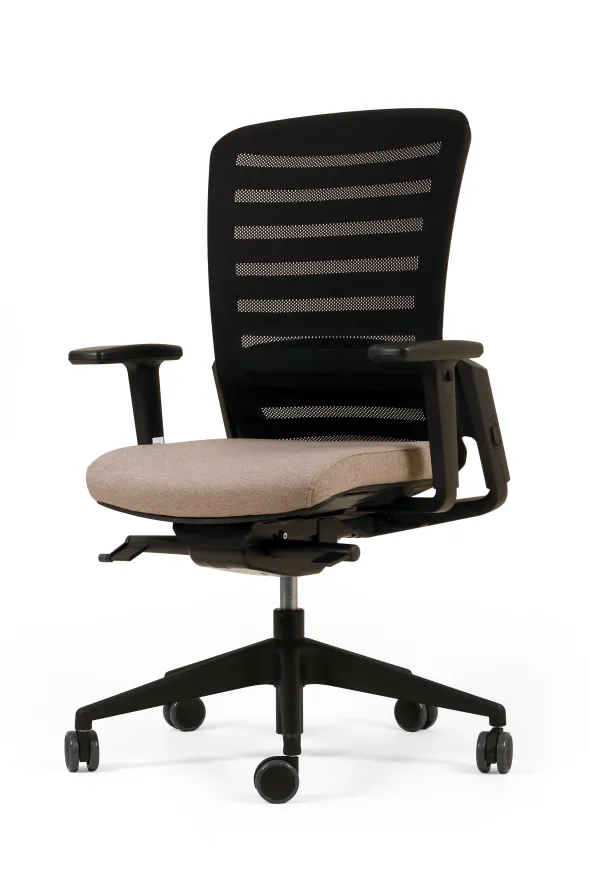 Fauteuil de bureau F8 - assise tissu et dossier résille Stripes 2 - piétement époxy