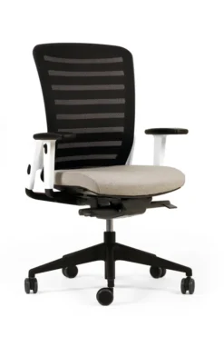 Fauteuil de bureau F8 - assise tissu et dossier résille Stripes 2 - piétement époxy