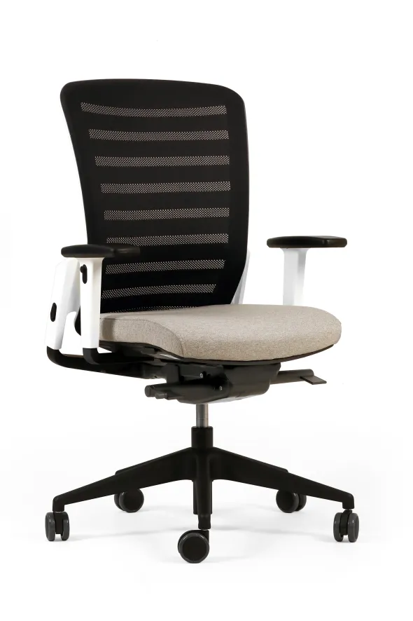 Fauteuil de bureau F8 - assise tissu et dossier résille Stripes 2 - piétement époxy
