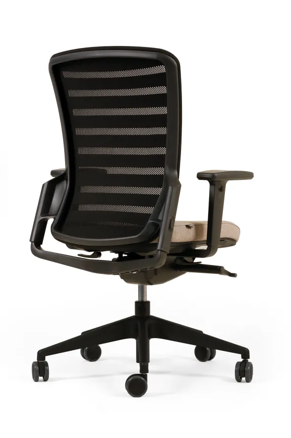 Fauteuil de bureau F8 - assise tissu et dossier résille Stripes 2 - piétement époxy