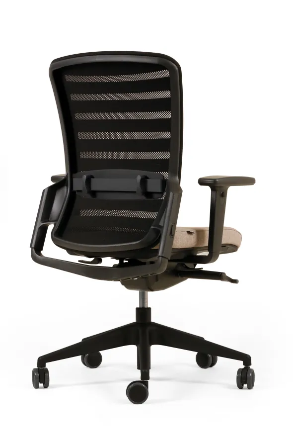 Fauteuil de bureau F8 - assise tissu et dossier résille Stripes 2 - piétement époxy