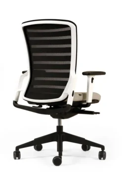 Fauteuil de bureau F8 - assise tissu et dossier résille Stripes 2 - piétement époxy