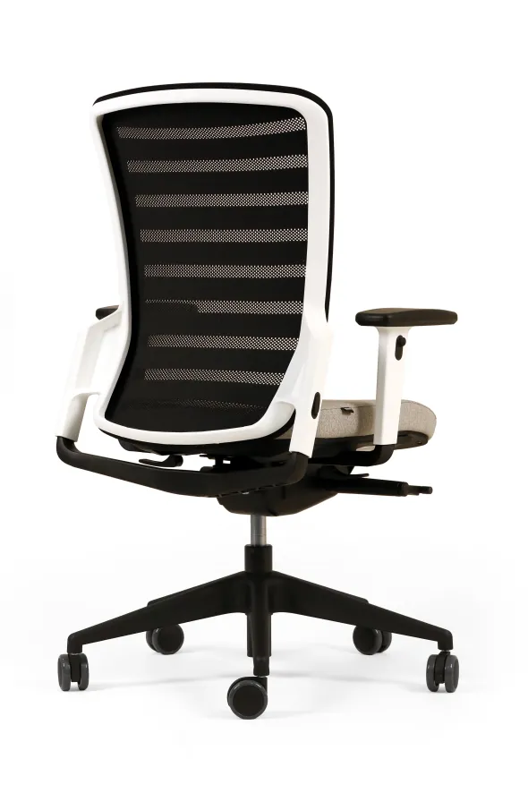 Fauteuil de bureau F8 - assise tissu et dossier résille Stripes 2 - piétement époxy