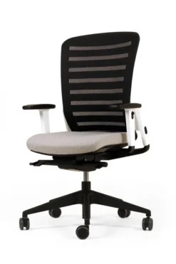 Fauteuil de bureau F8 - assise tissu et dossier résille Stripes 2 - piétement époxy