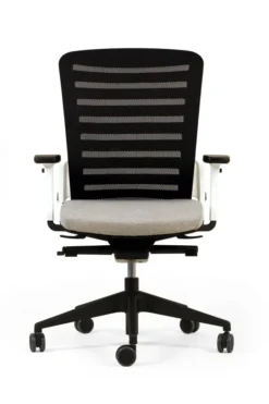 Fauteuil de bureau F8 - assise tissu et dossier résille Stripes 2 - piétement époxy