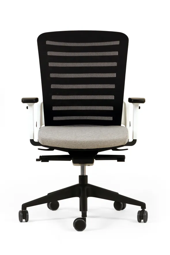 Fauteuil de bureau F8 - assise tissu et dossier résille Stripes 2 - piétement époxy