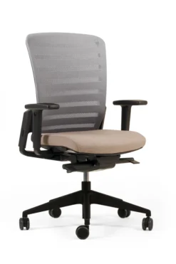 Fauteuil de bureau F8 - assise tissu et dossier résille Stripes 2 - piètement noir