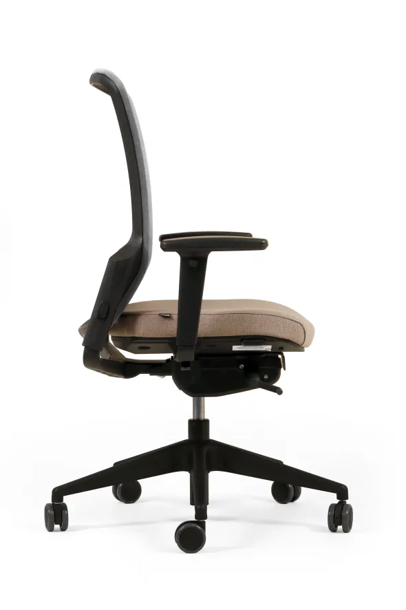 Fauteuil de bureau F8 - assise tissu et dossier résille Stripes 2 - piètement noir