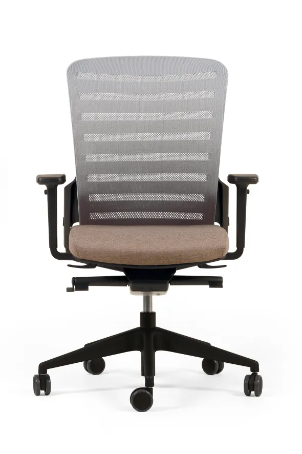Fauteuil de bureau F8 - assise tissu et dossier résille Stripes 2 - piètement noir
