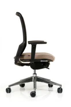 Fauteuil de bureau F8 - assise tissu et dossier résille Stripes 2 - piétement aluminium poli