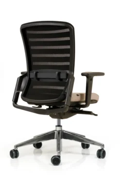 Fauteuil de bureau F8 - assise tissu et dossier résille Stripes 2 - piétement aluminium poli