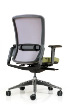 Fauteuil de bureau F8 - assise tissu et dossier résille Rythm - piétement aluminium poli