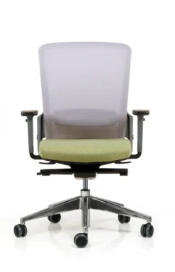 Fauteuil de bureau F8 - assise tissu et dossier résille Rythm - piétement aluminium poli