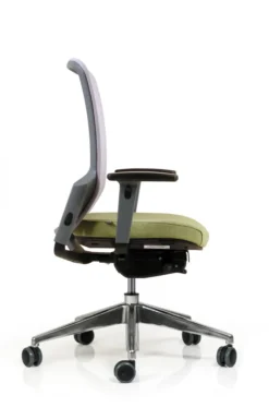 Fauteuil de bureau F8 - assise tissu et dossier résille Rythm - piétement aluminium poli