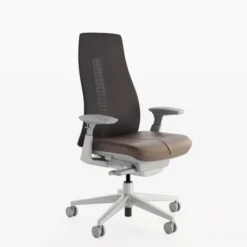 Fauteuil de bureau Fern - assise cuir dossier résille