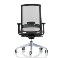 Fauteuil de bureau Keno H - assise tissu - dossier résille - structure noire - piétement gris aluminium