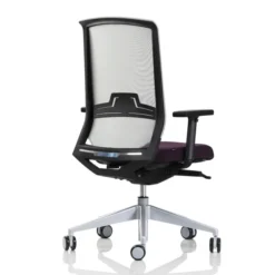 Fauteuil de bureau Keno H - assise tissu - dossier résille - structure noire - piétement gris aluminium