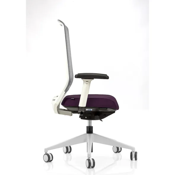 Fauteuil de bureau Keno H - assise tissu - dossier résille - structure et piétement blanc