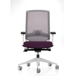 Fauteuil de bureau Keno H - assise tissu - dossier résille - structure et piétement blanc