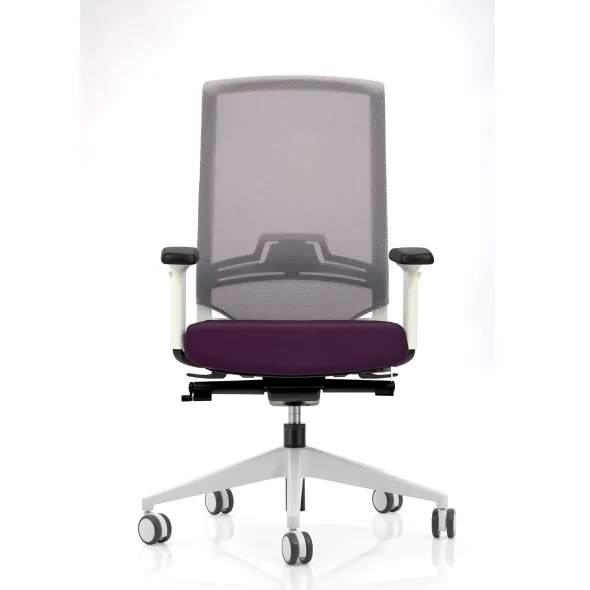 Fauteuil de bureau Keno H - assise tissu - dossier résille - structure et piétement blanc