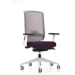 Fauteuil de bureau Keno H - assise tissu - dossier résille - structure et piétement blanc
