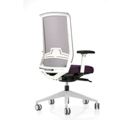 Fauteuil de bureau Keno H - assise tissu - dossier résille - structure et piétement blanc