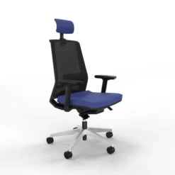 Fauteuil de bureau Léandre Manager - assise tissu - dossier résille - appui-tête - translation d'assise
