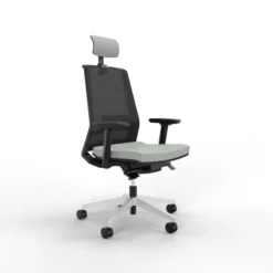 Fauteuil de bureau Léandre Manager - assise cuir - dossier résille - appui-tête - translation d'assise