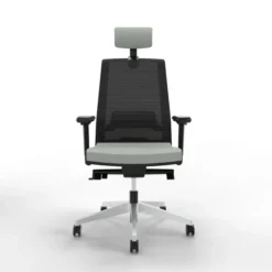 Fauteuil de bureau Léandre Manager - assise cuir - dossier résille - appui-tête - translation d'assise