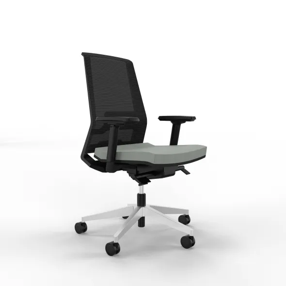 Fauteuilde bureau Léandre Manager - assise cuir - dossier résille - translation d'assise