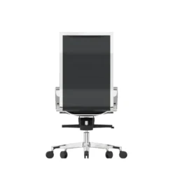 Fauteuil de bureau Lira - cuir - accoudoirs fixes chromés - piétement aluminium poli - haut dossier