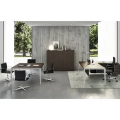 Fauteuil de bureau Lira - cuir - accoudoirs fixes chromés - piétement aluminium poli - haut dossier