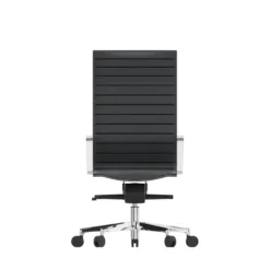 Fauteuil de bureau Lira - cuir - accoudoirs fixes chromés - piétement aluminium poli - haut dossier