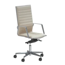 Fauteuil de bureau Lira - cuir - accoudoirs fixes chromés - piétement aluminium poli