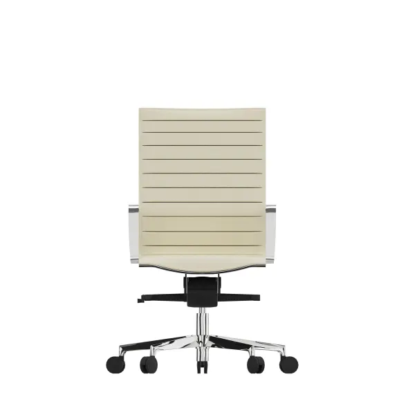 Fauteuil de bureau Lira - cuir - accoudoirs fixes chromés - piétement aluminium poli