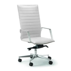 Fauteuil de bureau Lira - cuir - accoudoirs fixes chromés - piétement aluminium poli