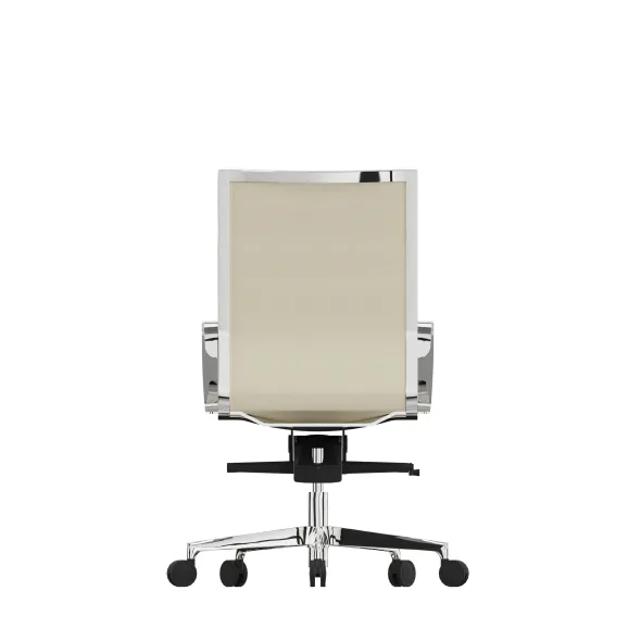 Fauteuil de bureau Lira - cuir - accoudoirs fixes chromés - piétement aluminium poli