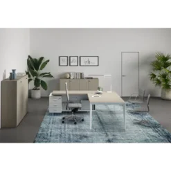 Fauteuil de bureau Lira - tissu - accoudoirs fixes chromés - piétement aluminium poli - haut dossier