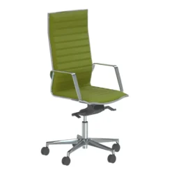 Fauteuil de bureau Lira - tissu - accoudoirs fixes chromés - piétement aluminium poli - haut dossier