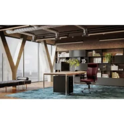Fauteuil de bureau Sonata - cuir - piétement gris aluminium