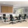 Fauteuil de bureau Tertio - assise tissu noir panthère 009 - dossier résille noir - Roulette sol dur