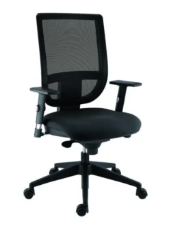 Fauteuil de bureau Tertio - assise tissu noir panthère 009 - dossier résille noir - Roulette sol dur